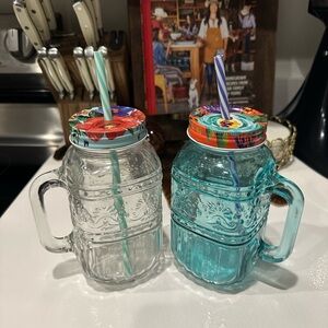 Pioneer woman embossed glass jars